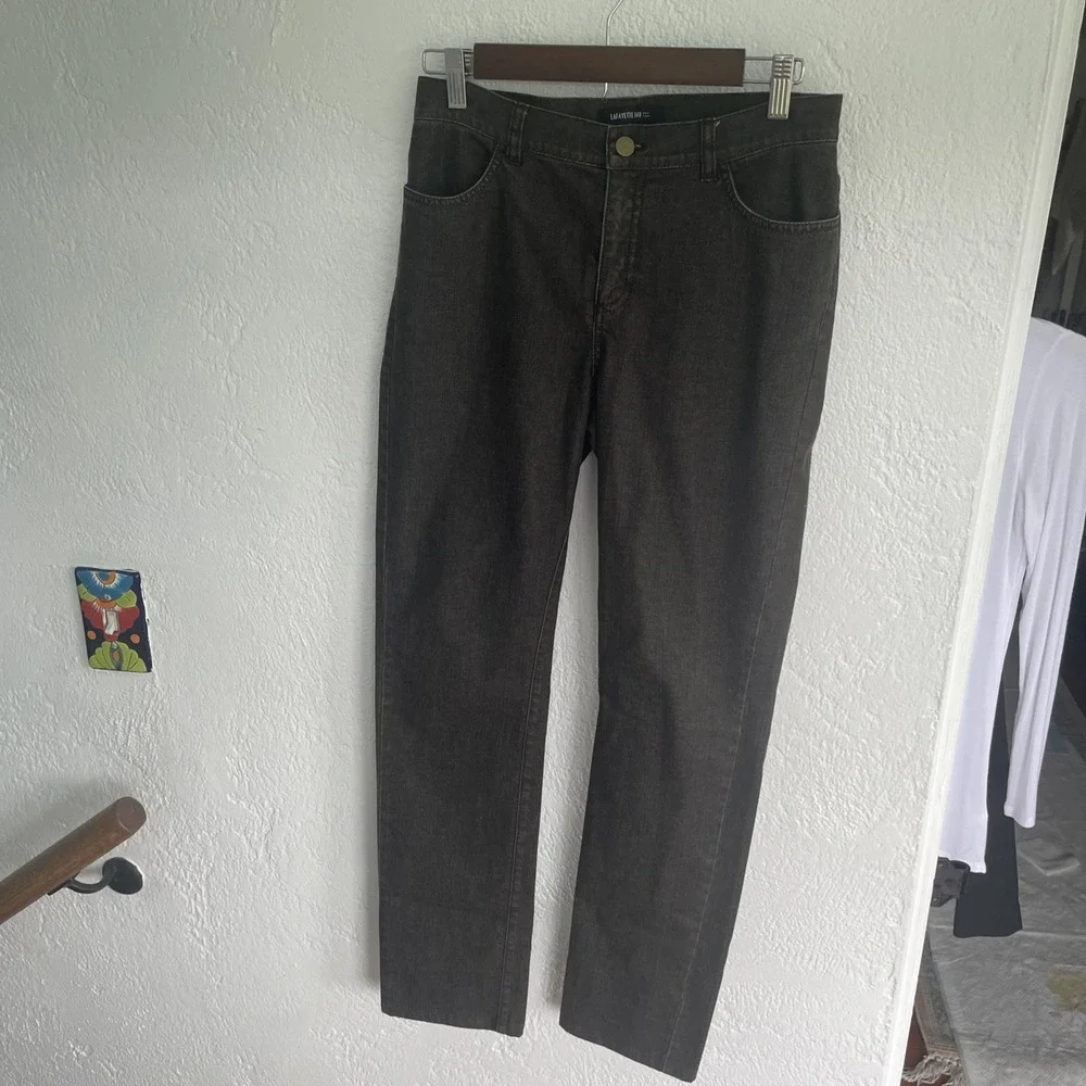 Lafayette 148 New York NWOT Gray Denim Jeans Size 2 Stretch Pockets Straight Leg